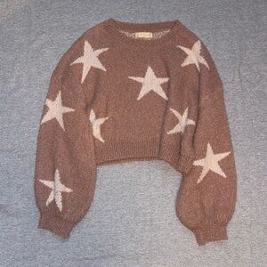 Altar'd State Cozy Brownish Pink Star Sweater